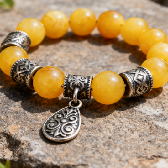 Vintage Old Amber & Silver Jewelry Bracelet