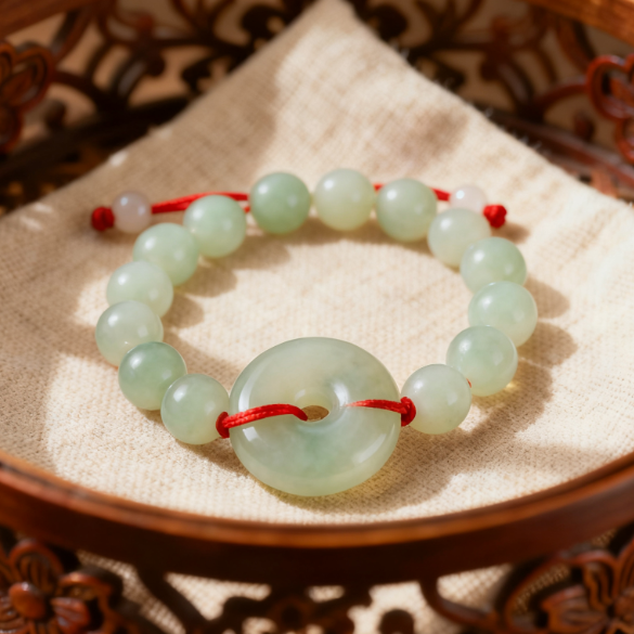 Natural Nephrite Peace Buckle Bracelet